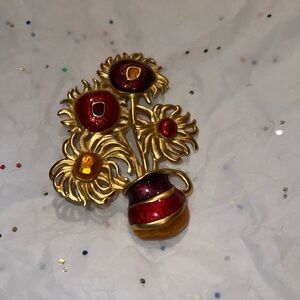 Ysl Yves Saint Laurent for Avon Van Gogh’s Enamel Sunflower Pin Brooch 3”